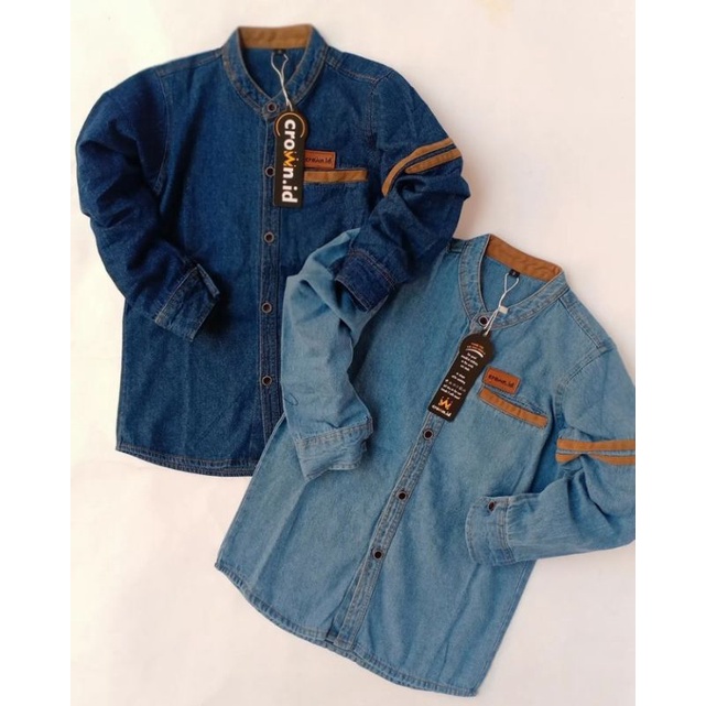 kemko jeans crown id kemeja koko anak bahan jeans tebal usia 6-10 th