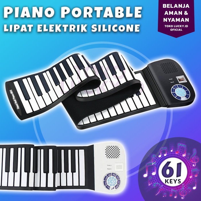 Piano Lipat Digital 61 Keys Portable Hand Roll Up Piano Silicone
