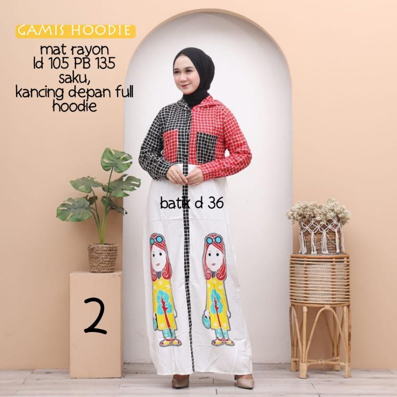 Gamis wanita hoodie kekinian murah rayon halus adem busui friendly ibu menyusui motif karakter tejo remaja motif polos muslim  baju tidur batik santai harian keren fashion modis Fesyen hq klewer bandung batik bumil kekinian modern terkini terbaru