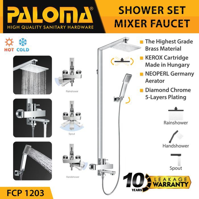 PALOMA FCP 1203 Shower Tiang Set Column Mandi Keran Kran Panas Dingin