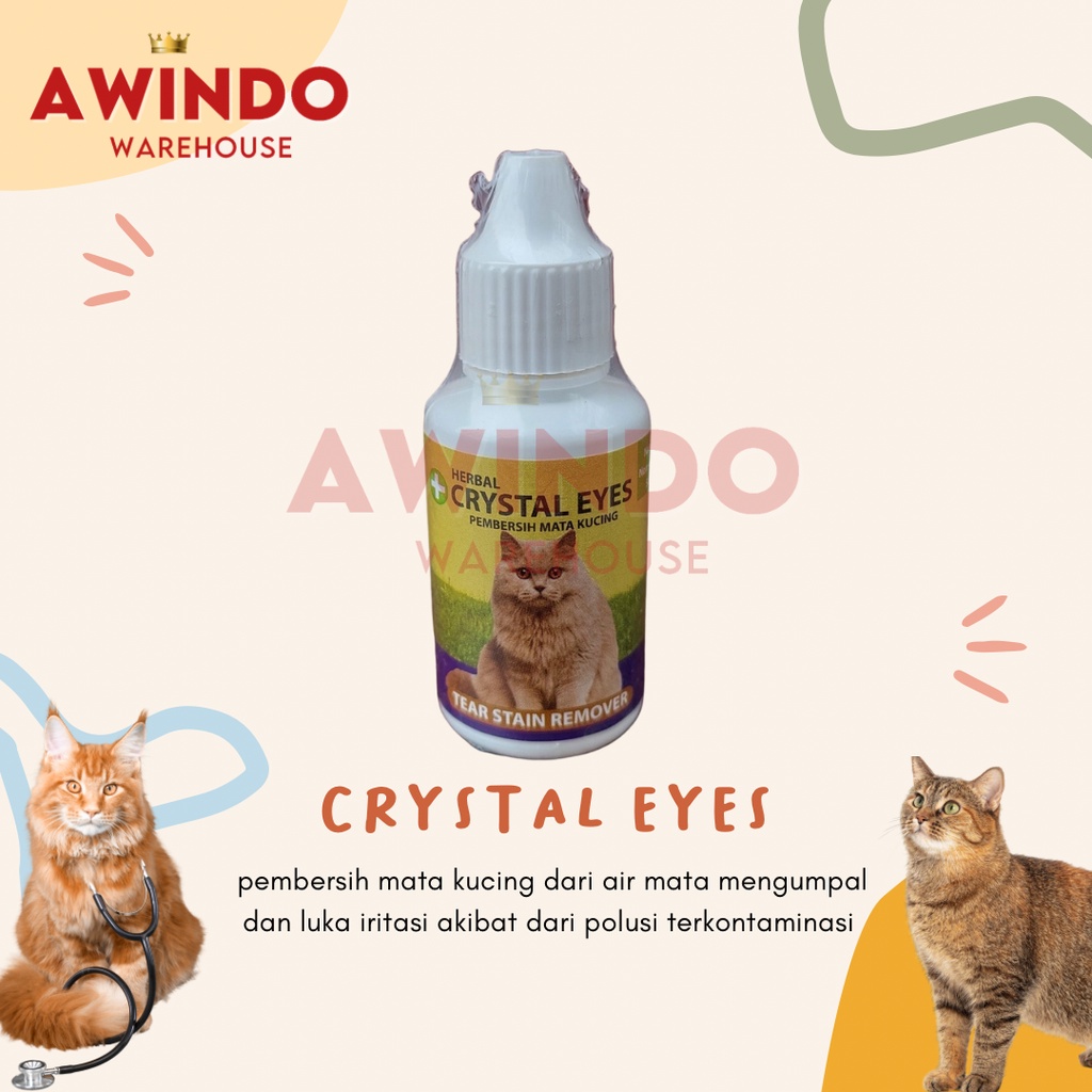 CRYSTAL EYES - Pembersih Mata Kucing Belekan Kotoran Luka Iritasi Cat Tear Stain Remover
