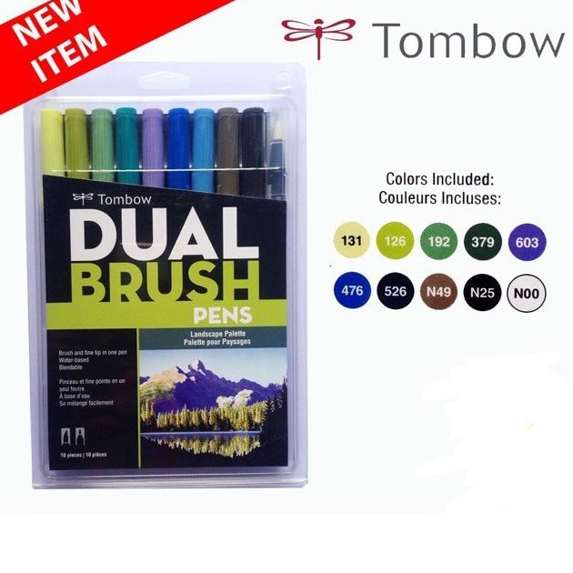 

(BISA COD) Tombow Dual Brush Pen Set with Brush - Landscape Palette (pack of 10) TERBAIK Kode 323