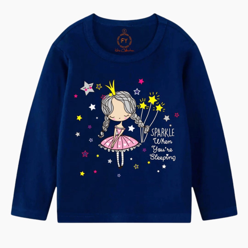 Rdkidzid Kaos Anak Perempuan Lengan Panjang / Baju Anak Cewek / Atasan Anak Cewek Karakter New Sparkle