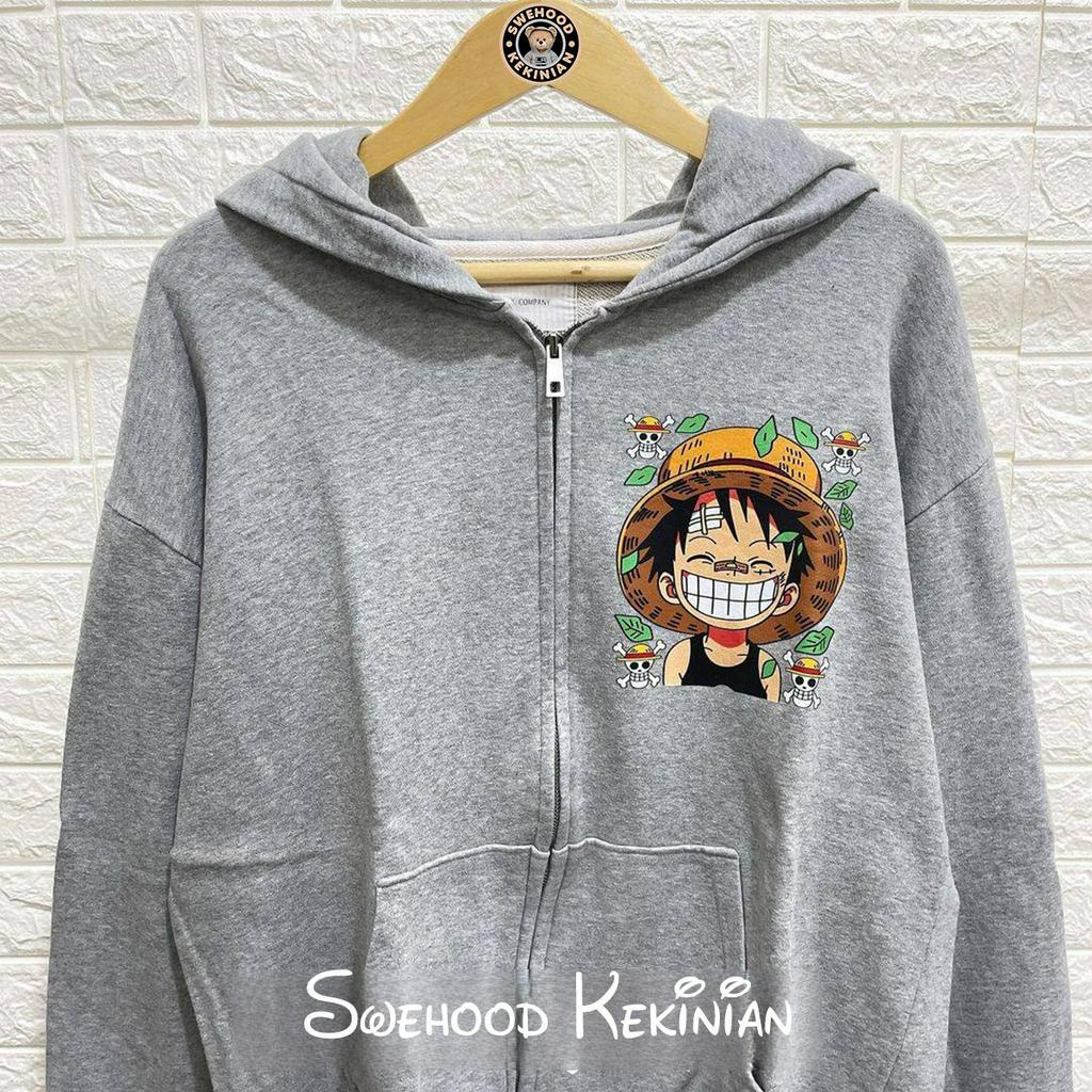 ONE PIECE ZIPPER PREMIUM UNISEX Jacket Crewneck Sweater Hoodie Wanita Kekinian Oversize Fashion Outfit Ootd Korean Style Jaket Krunek Suiter Hudie Jicket Crewnek Sweter Hody Cewek Remaja Bahan Fleece Tebal LD 110 PB 65