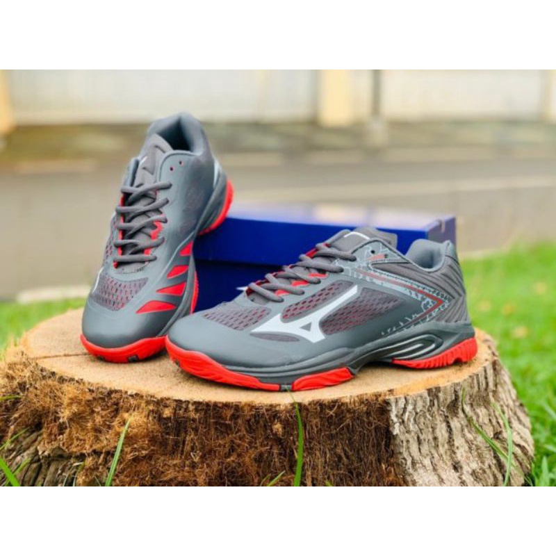 (BAYAR DITEMPAT) ERS SEPATU MIZUNO WLZ 5 LOW GREY PREMIUM VIETNAM IMPORT OLAHRAGA VOLLY PRIA VOLI CO