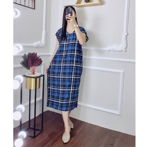 Daster Batik Prass - Motif Abstrak - Leher Kancing - Busui - Bumil - Centini Hitput-Andarista Biru