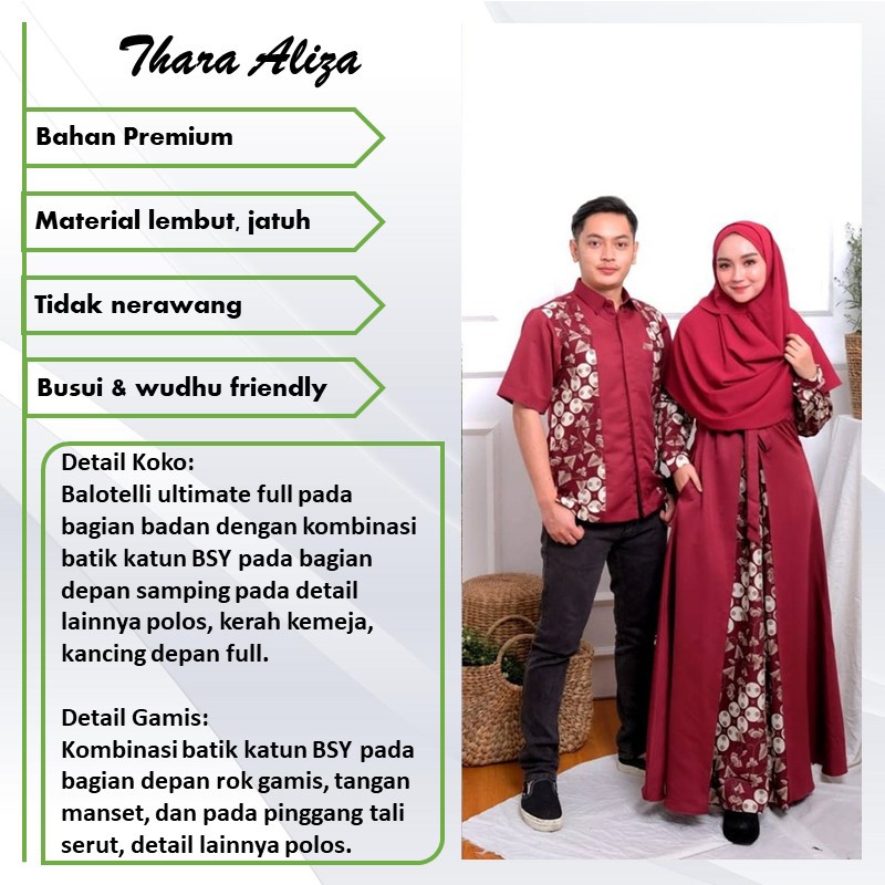 Gamis Remaja Couple Pasangan Gamis Batik  Couple Kombinasi 