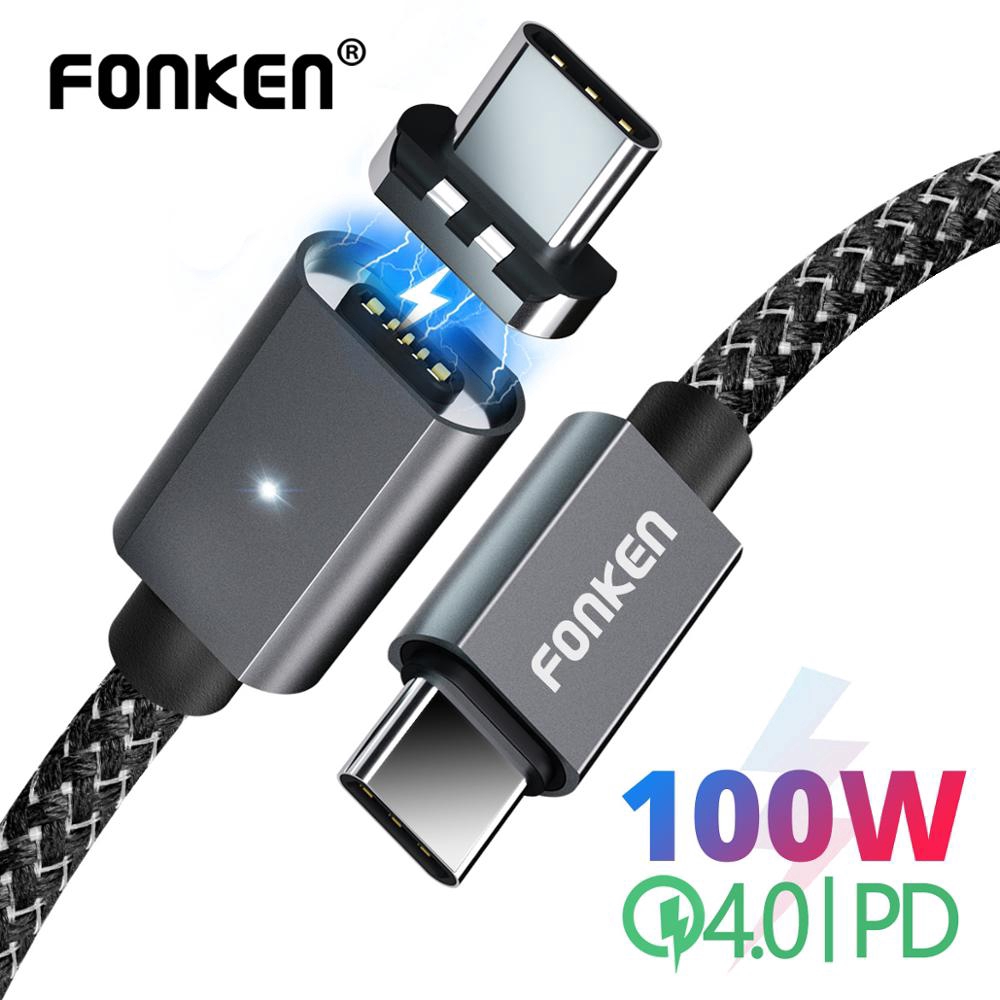 

FONKEN 100W Magnetic Cable 5A USB Type C TO Type C 1.5m Laptop PD Power Cord Fast Charge Data Wire