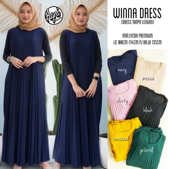 Winna dress plisket kutung ( tanpa lengan )