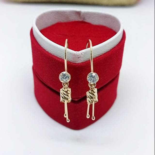 Anting rumbai panjang remaja & dewasa warna rose gold bambu perak asli 925/lapisan emas kuning murni