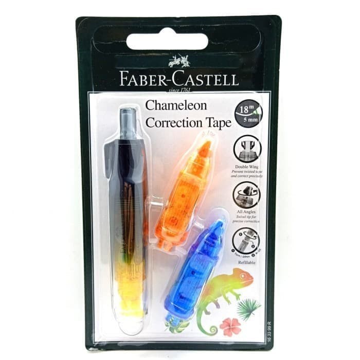 CORRECTION TAPE CHAMELEON + 2 REFILL BAR BLACK 163399R FABER CASTELL