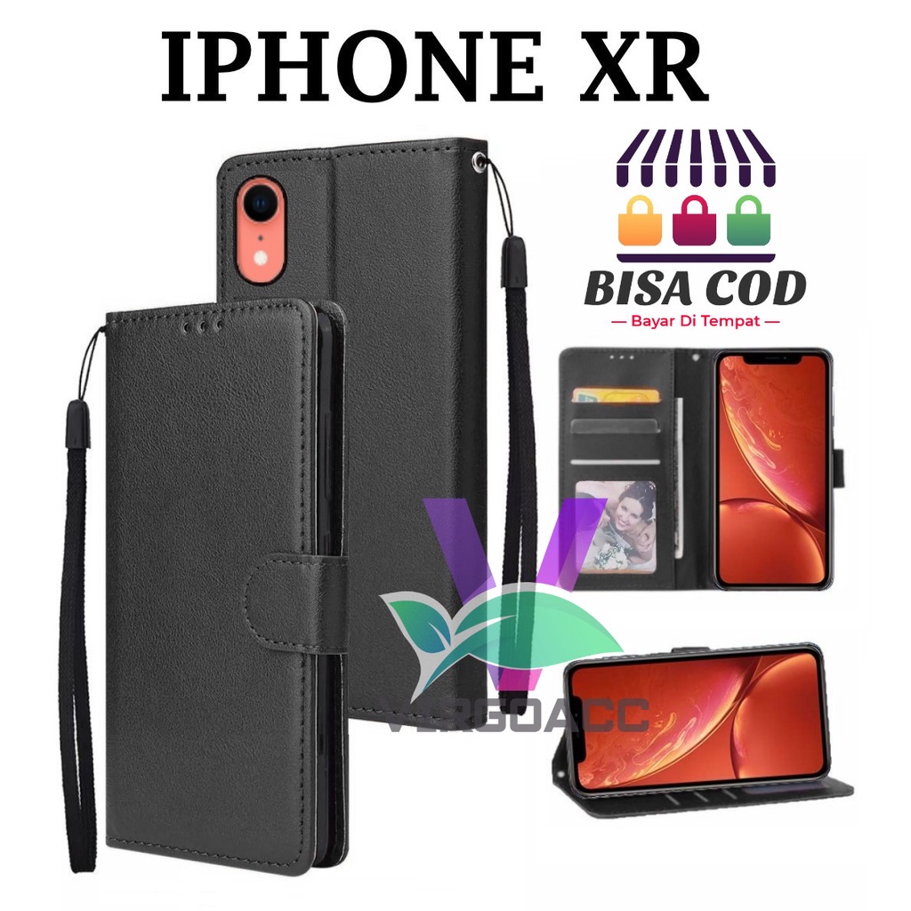 IPHONE XR LEATHER FLIP CASE  - FLIP COVER DOMPET CASING-WALLET LEATHER CASE FLIP SARUNG BUKU FLIP LE