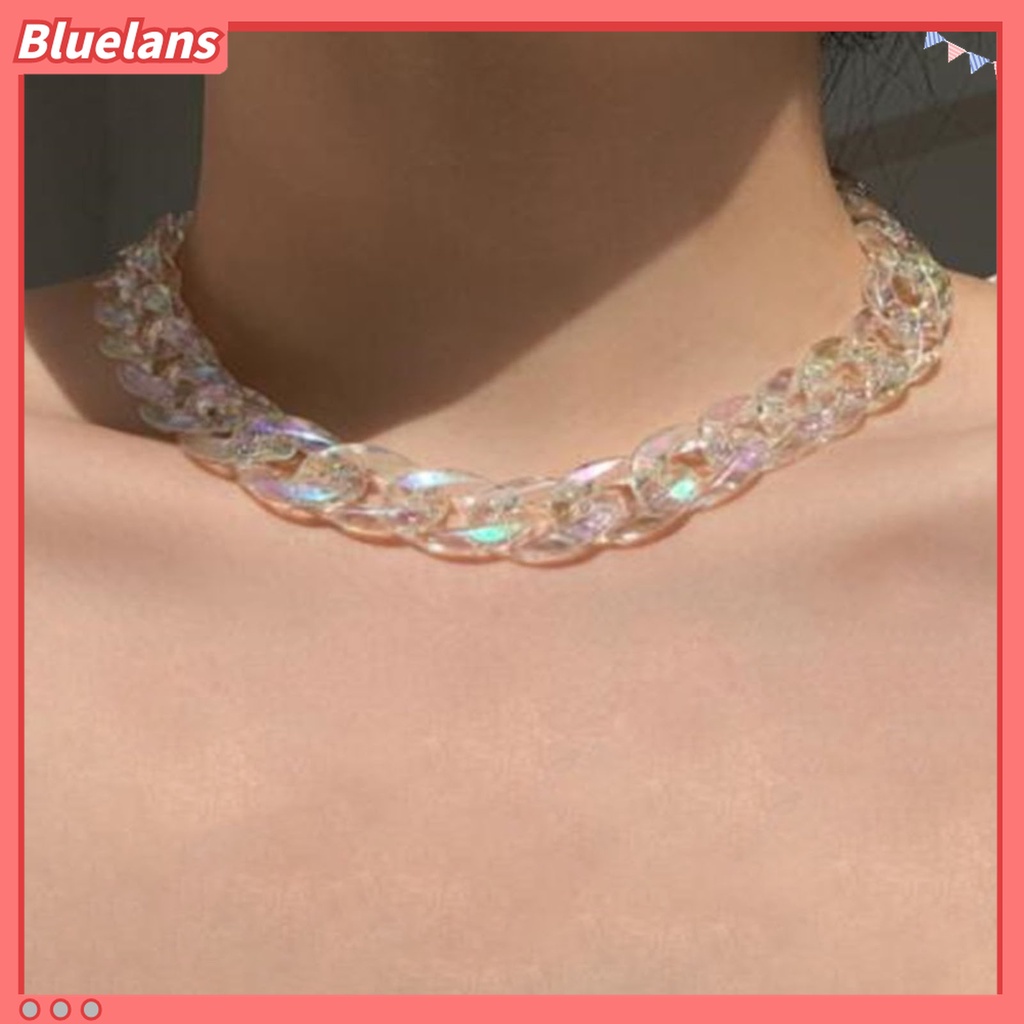 Bluelans Kalung Wanita Desain Lingkaran Bahan Resin Bening Untuk Pesta