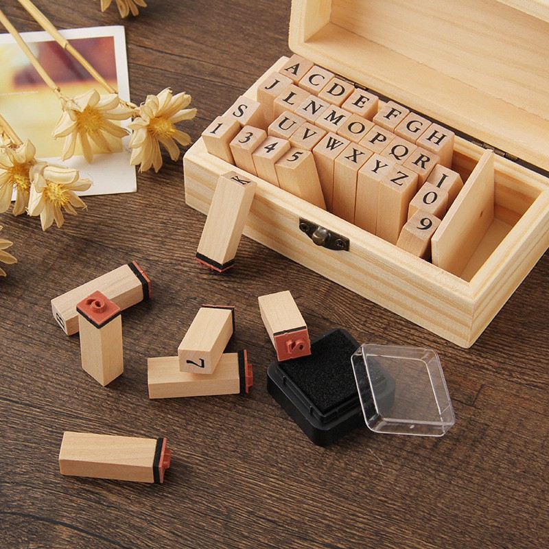 

A-TO-Z BASIC ALPHABET & NUMBER WOODEN RUBBER STAMP SET