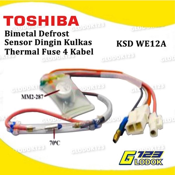 Defrost Bimetal Dingin Dalam Kulkas 4 Kabel Fuse MM2-287 Toshiba