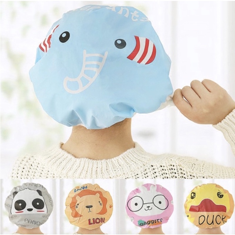Shower Cap Karakter Kartun Penutup Rambut Kepala Mandi Topi Lucu