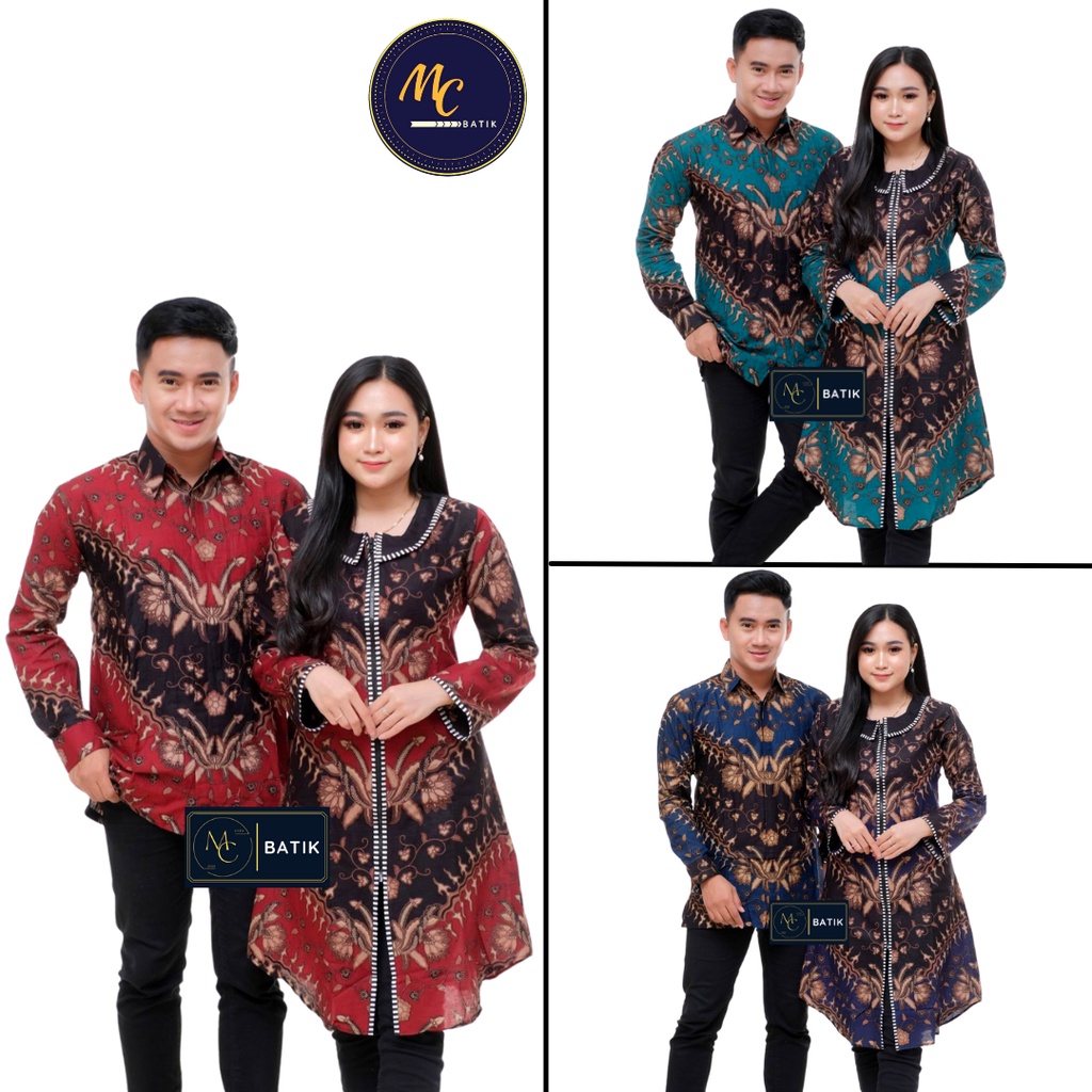 Batik Couple (MC Batik) - Baju Batik Couple Tunik Bolero Terbaru Kemeja Lengan Panjang Ready Seragam Kantor M L XL XXL Jumbo