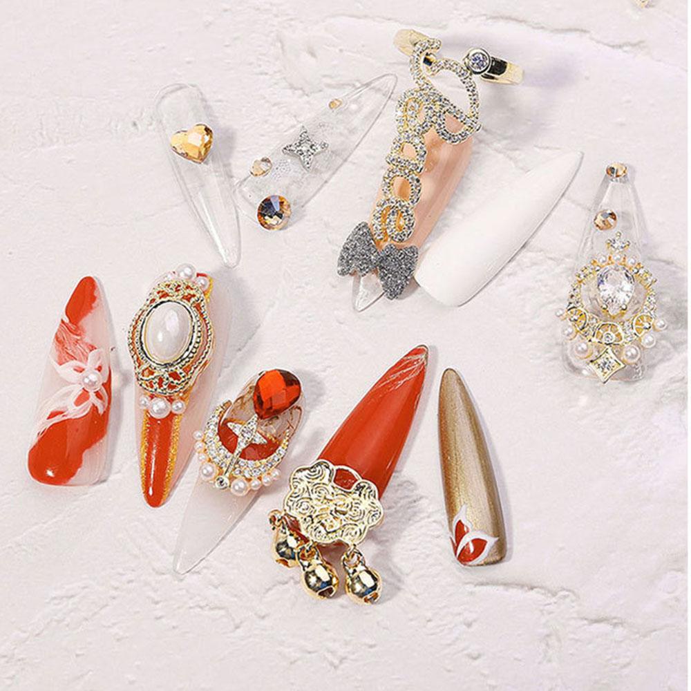 AUGUSTINA Agustina DIY Nail Art Zircon Logam Berlian Retro Zircon 3D Dekorasi Nail Art