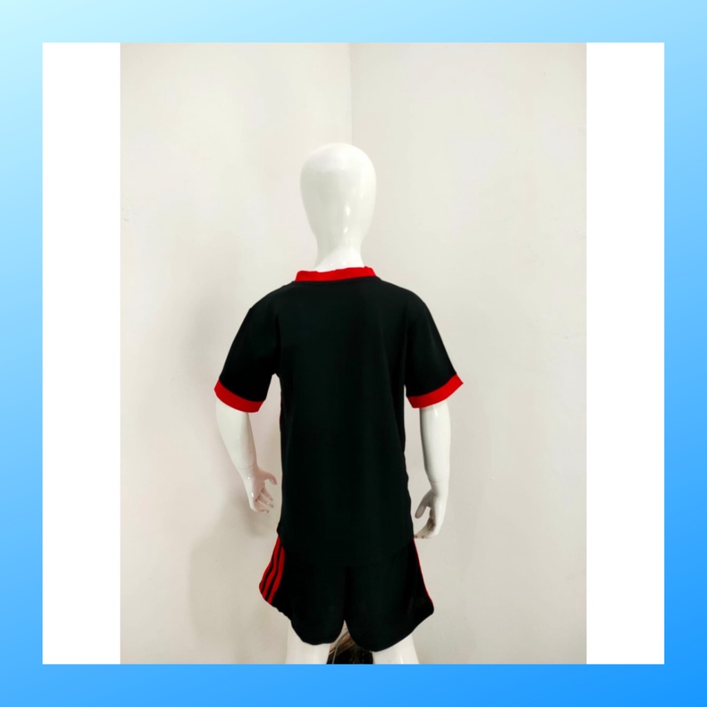 Kaos futsal anak laki-laki jersey sepak bola baju celana setelan jersy perempuan stelan t-shirt outfit seragam kostum olahraga casual suit pakaian jarsey oblong apparel sports jersi soccer ST.AD166 merah