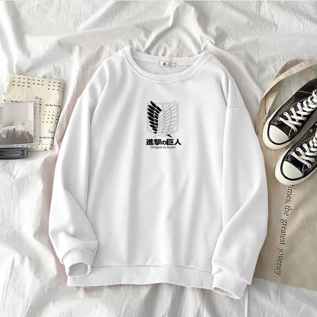 Shingeki no Kyojin Sweater crewneck sweater anime hoodie pria sweater anime hoodie animasi jepang ho