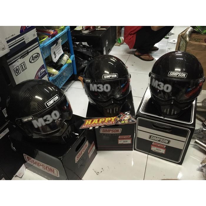 HELM FULLFACE CARBON KEVLAR GLOSSY SIMPSON M30 CARBON SIZE M L XL XXL
