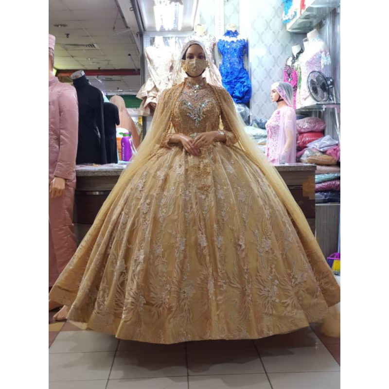 GAUN BARBIE CANTIK BELIMBING SUPER MEWAH  BEREKOR/BAJU PENGANTIN MODERN/GAUN WEDDING PAYET FUL