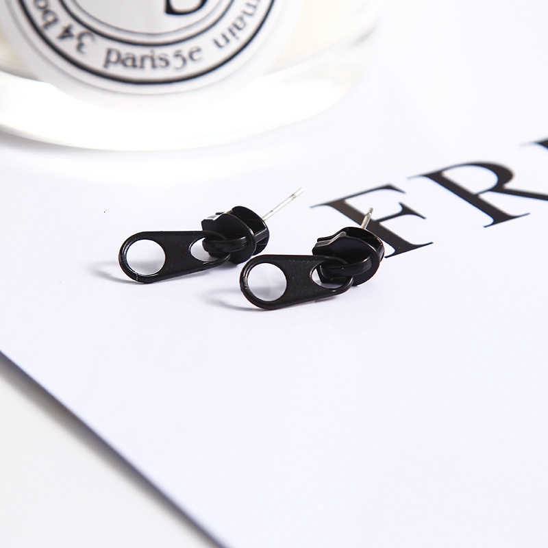 19061Korean version of simple and stylish earrings，Multicolor zipper head creative stud earrings