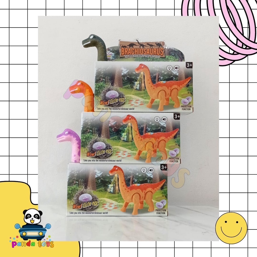 PANDA TOYS SEMARANG Mainan Anak Dinosaurus Lampu BO 3337 - Brachiosaurus Mainan Dino Bertelur / Dino