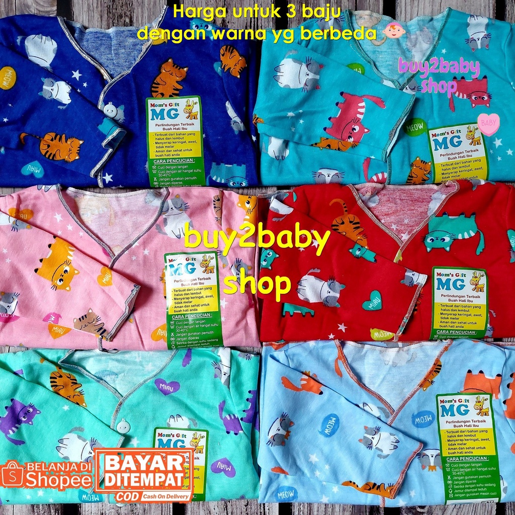 Baju bayi piyama panjang Moms Gift Animal Series 0-3 Bulan 3 PCS