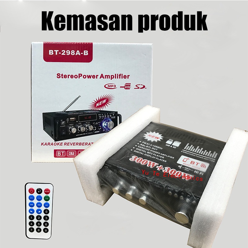 600W   BT-298A Power Ampli Amplifier Bluetooth Karaoke Home Theater FM Radio