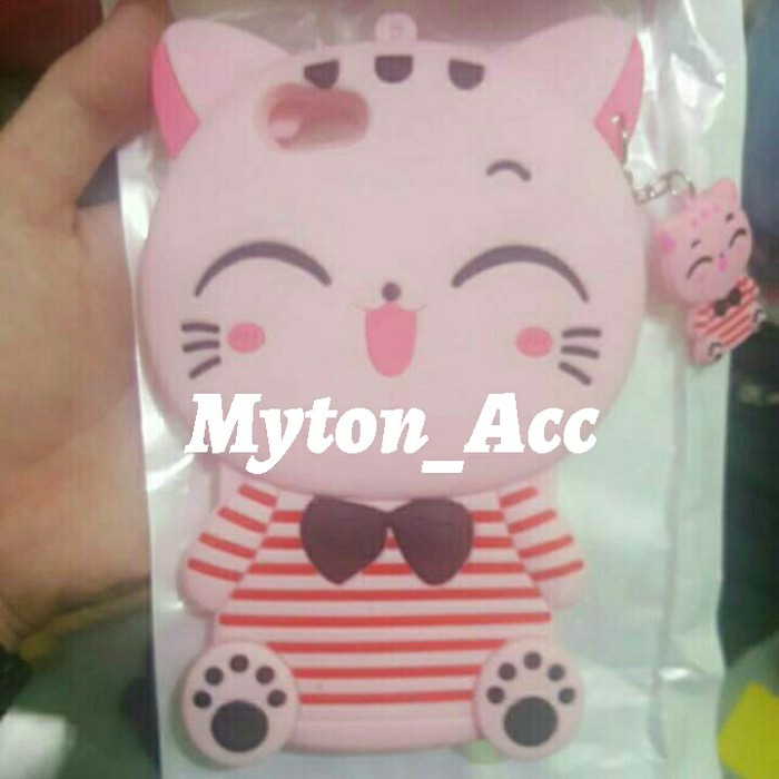barokah custom case 4d oppo a71 2017 boneka cat kucing karakter soft 3d lucu
