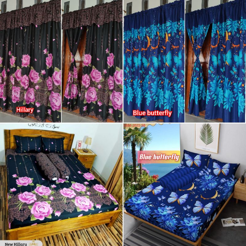 Sprei dan gorden couple.Dapat 1 sprei+2gorden/Sprei homemade //gorden motif