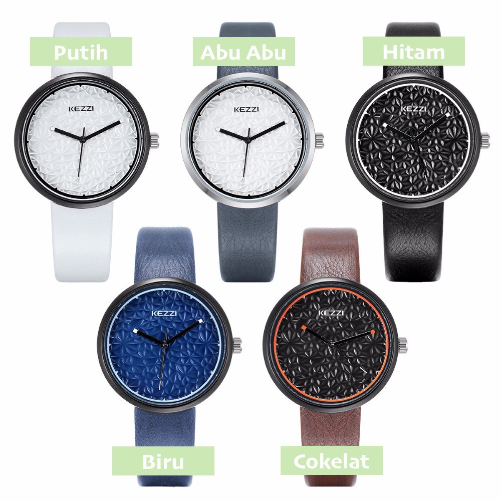 Kezzi Korea 1809 - Jam Tangan Fashion Wanita dan Pria - Abu Abu - Model Analog