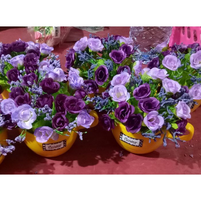 Bunga artificial mawar pot bunga unik bunga palsu plastik