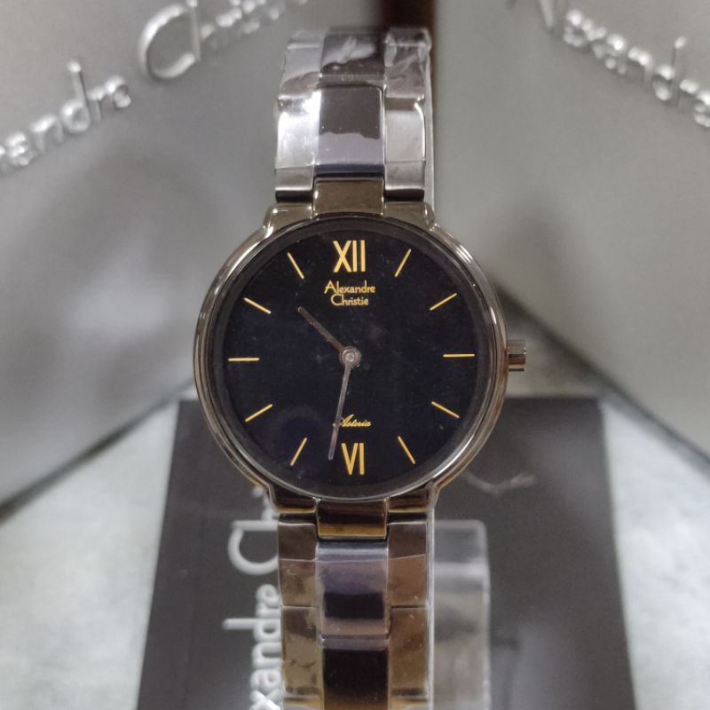 Jam Alexandre Christie AC 8604 LH BIP Wanita Rantai Hitam Bulat