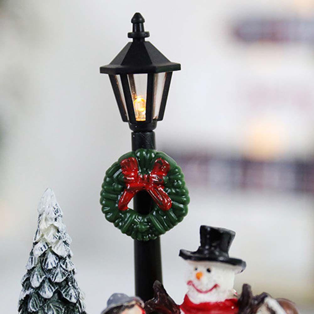 [Elegan] Micro Landscape Resin Handmade Snowman Xmas Tree Lampu Jalan Dengan Lampu LED Peri Taman Ornamen