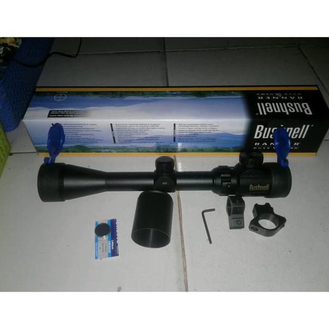 BARANG BARU Teleskop Bushnell 3-9x40 EG/C Tutup Flip Plus Sunhide Tiga Lampu