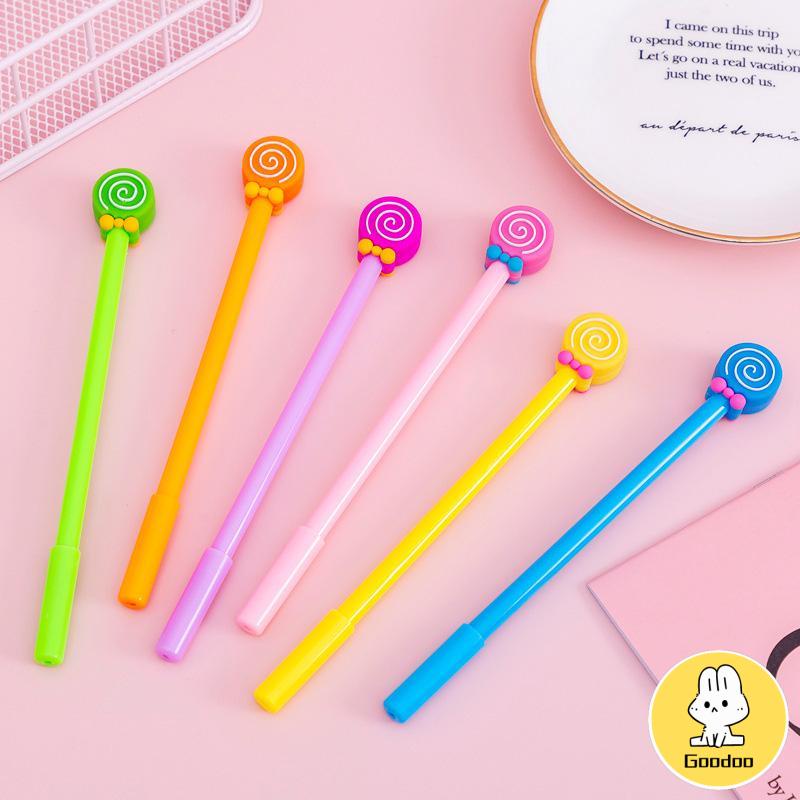 Kreatif Kartun Dasi Kupu-kupu Lollipop Gel Pena 0.5mm Alat Tulis Siswa -Doo