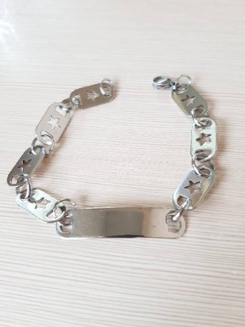 Gelang fashion import Titanium Silver / gelang pria dan wanita / gelang titanium antikarat