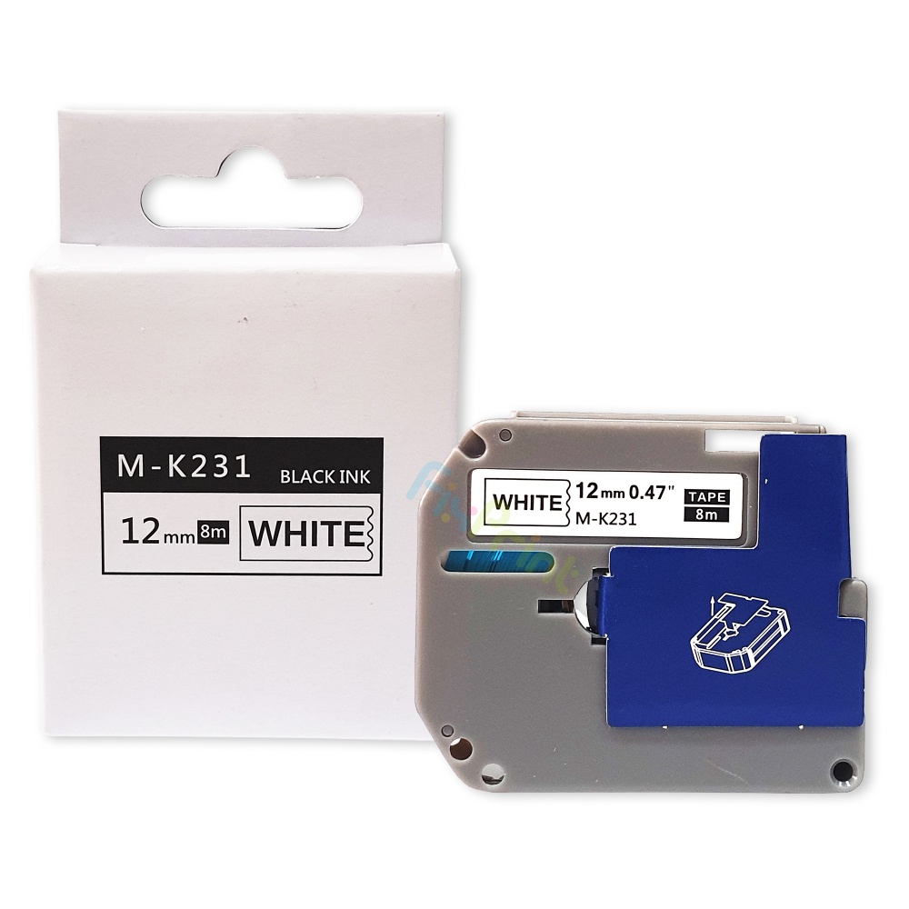 Compatible Label Tape M-K231 MK231 M K231 12mm Black On White P-Touch PT-90 PT-M95 PT90 PTM95