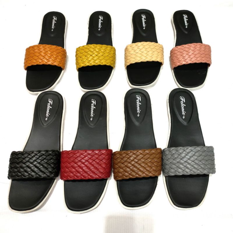 sandal wanita murah import Felonie WK 01. Selop anyaman terbaru..!