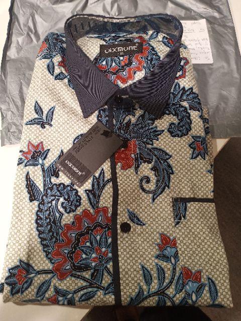 Kemeja Batik Pria Lengan Pendek Bs55 Katun Motif Modern Dixmont Semi Slimfit Premium