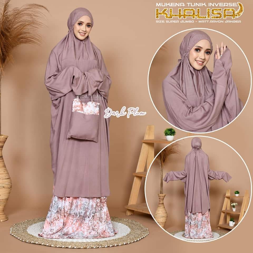 Mukena Bali Tunik Jumbo HDM Berlengan Khalisa Invers Rayon Adem Murah