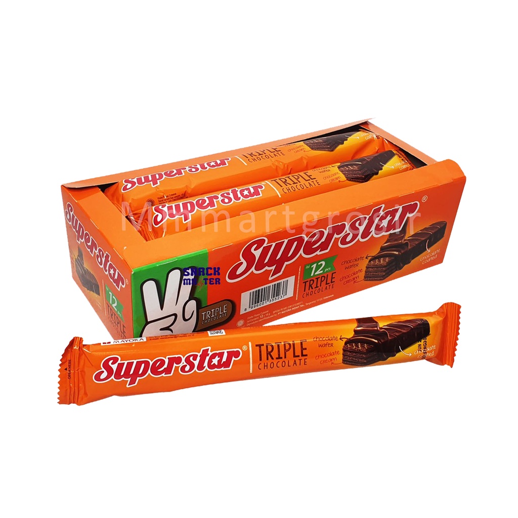 BISKUIT SUPERSTAR TRIPLE CHOCOLATE 18g / 1 BOX ISI 12PCS