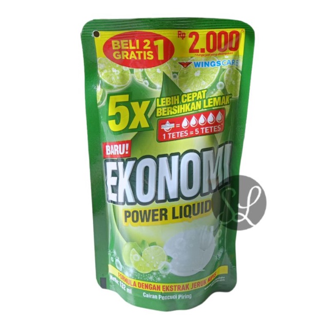 Ekonomi Sabun Cuci Piring Liquid 132ml Ekonomi Cuci Piring Pouch Jeruk Nipis 2000an