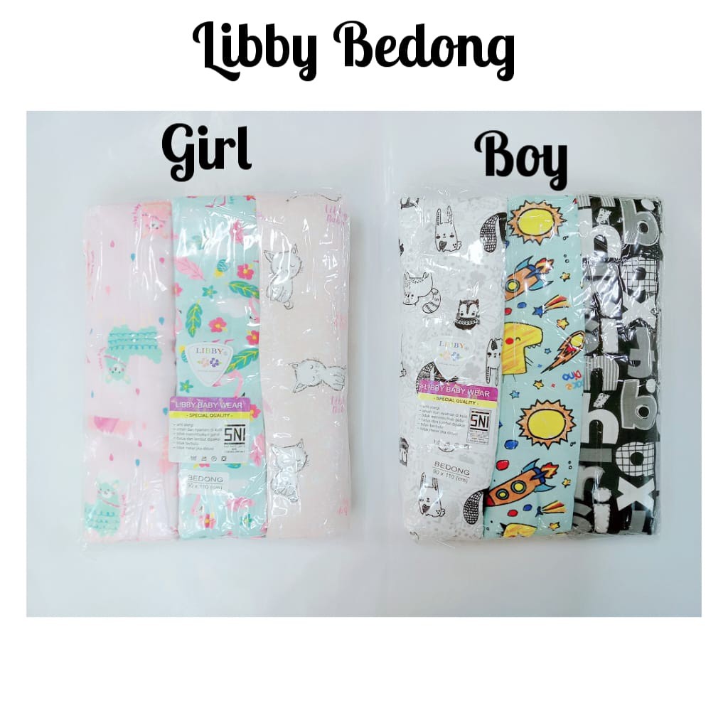 Libby Baby Swaddle / Kain Bedong Bayi / Kain Bedong Mega Isi 3pcs