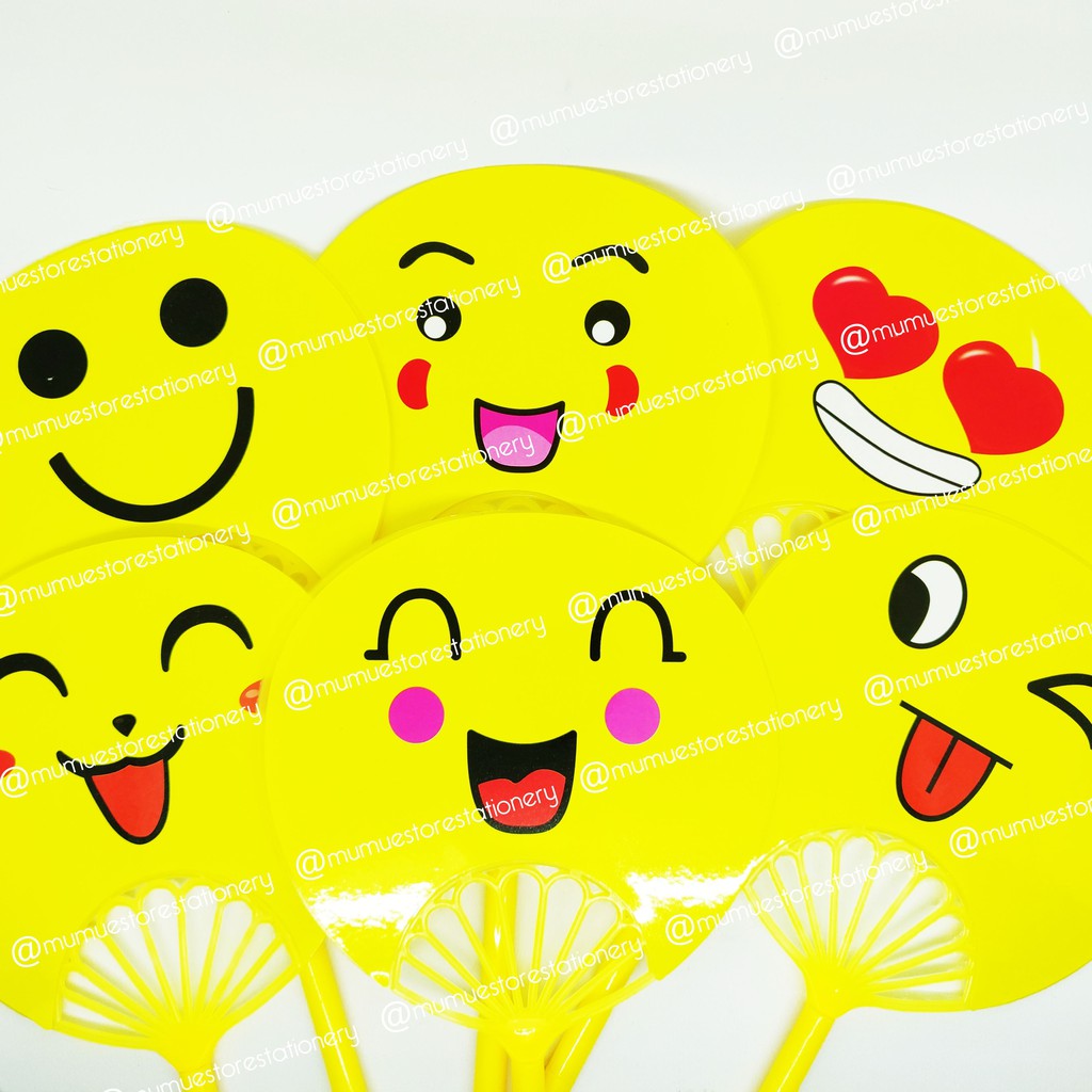 

12pcs PULPEN BERKARAKTER EMOJI FAN /gel pen KIPAS EMOJI / EMOJI FAN PEN