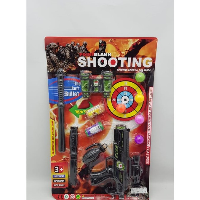 Shooting gun teropong set granat point blank target peluru bulat airball