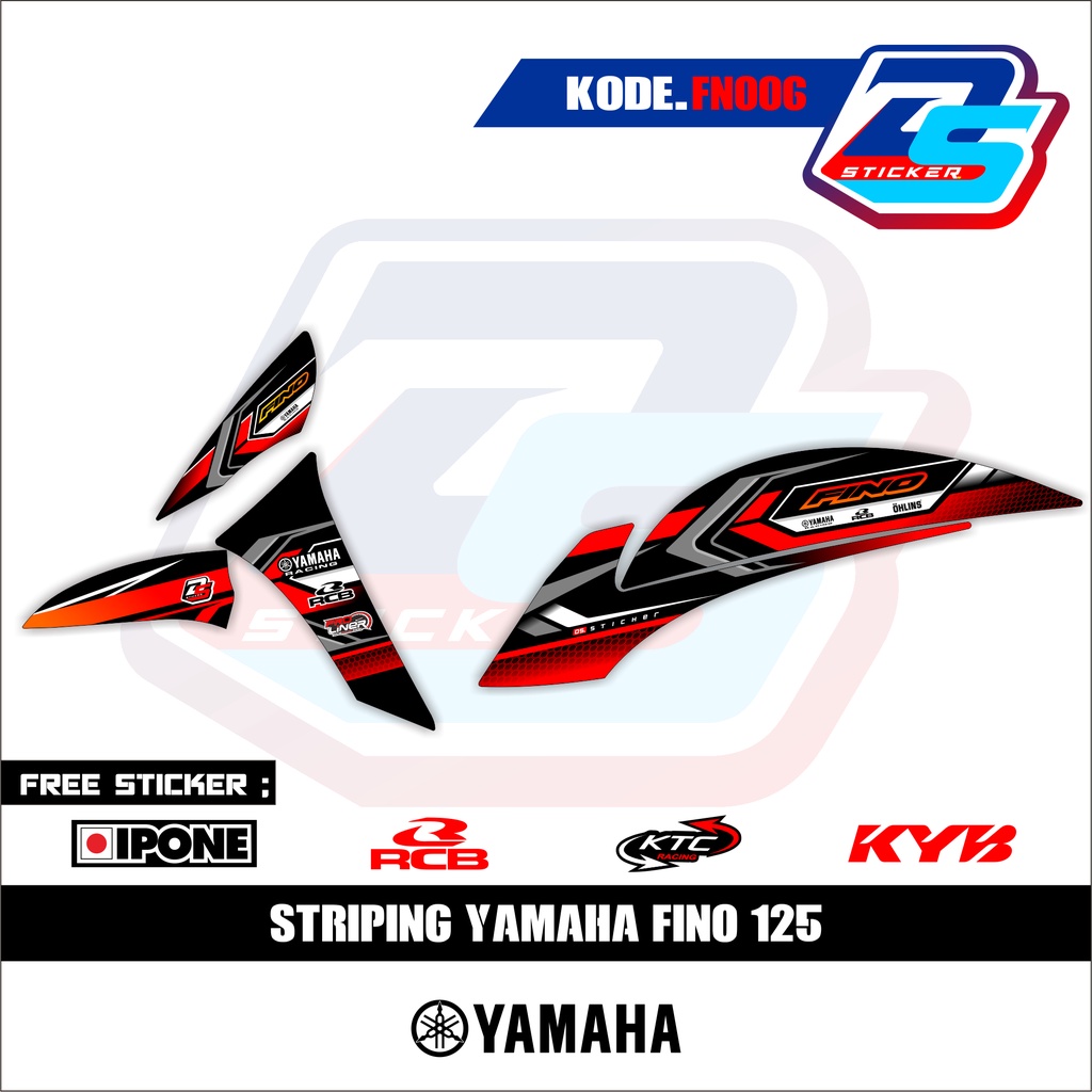 Striping Fino - Sticker motor variasi motor Fino 125 motif Yamaha Racing stiker motor semi full