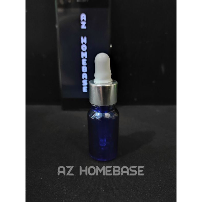 Botol Pipet 15ml Kaca Biru Pipet Putih Ring Silver - Botol Pipet Kaca 15ml Biru - Botol Pipet 15ml